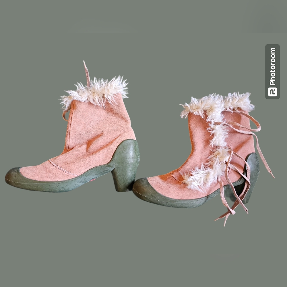 Camper Pink Suede Furry Maximalist Extra Coquette Girl Core  Heels Boots 6.5